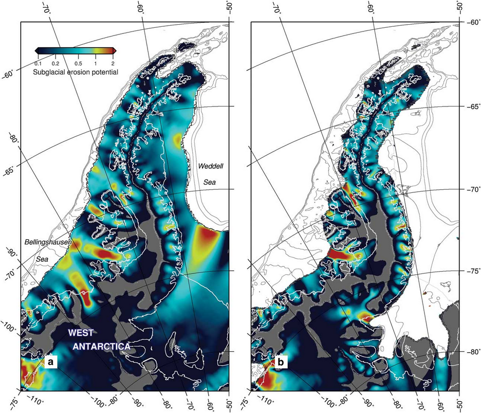 Erosion potential shown in color.